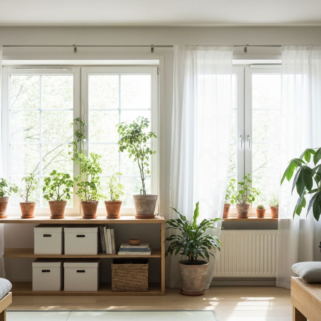 Bright interior with natural light and plants