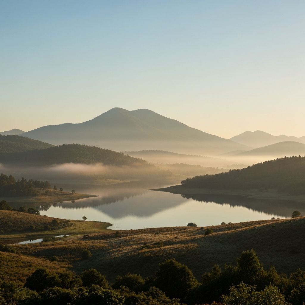 Serene natural landscape representing wellness